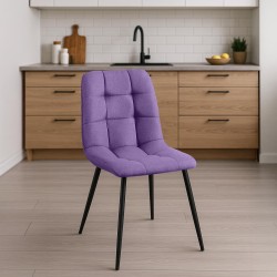 Silla de comedor Antibes de tela morada