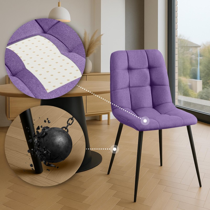 Silla de comedor Antibes de tela morada