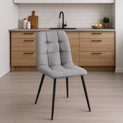 Silla de comedor Antibes en tela gris claro
