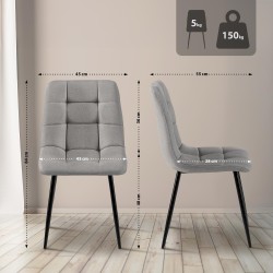 Silla de comedor Antibes en tela gris claro Silla de comedor Antibes en tela gris claro