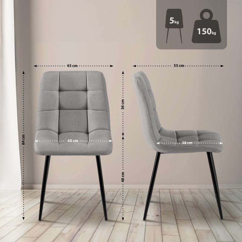 Silla de comedor Antibes en tela gris claro