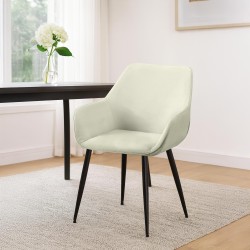 Silla de comedor Vessa en tela color crema