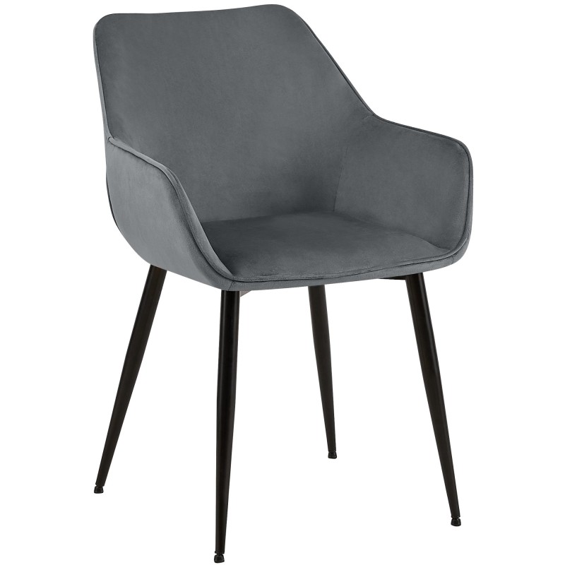 Silla de comedor Vessa en terciopelo gris oscuro Silla de comedor Vessa en terciopelo gris oscuro