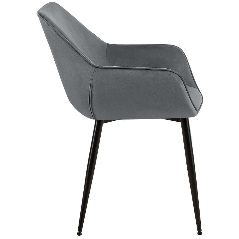 Silla de comedor Vessa en terciopelo gris oscuro Silla de comedor Vessa en terciopelo gris oscuro