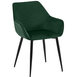 Silla de comedor Vessa en terciopelo verde