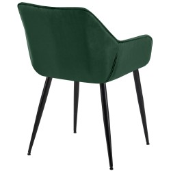 Silla de comedor Vessa en terciopelo verde