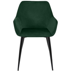 Silla de comedor Vessa en terciopelo verde