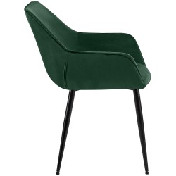 Silla de comedor Vessa en terciopelo verde