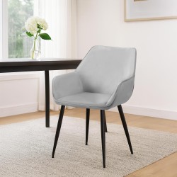 Silla de comedor Vessa en terciopelo gris claro
