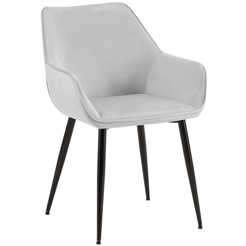 Silla de comedor Vessa en terciopelo gris claro Silla de comedor Vessa en terciopelo gris claro