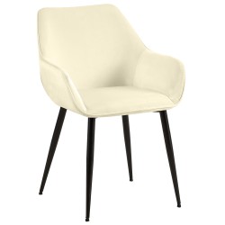 Silla de comedor Vessa de terciopelo color crema