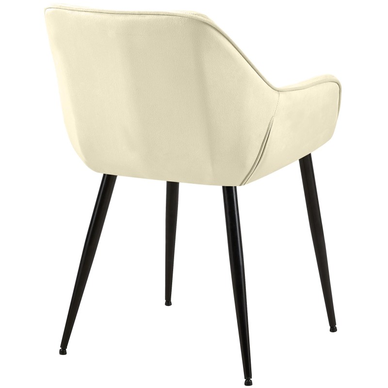 Silla de comedor Vessa de terciopelo color crema