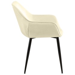 Silla de comedor Vessa de terciopelo color crema