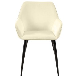 Silla de comedor Vessa de terciopelo color crema