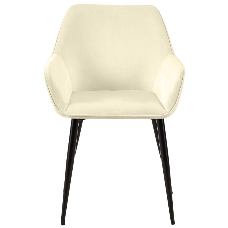 Silla de comedor Vessa de terciopelo color crema