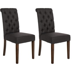 Juego de 2 sillas de comedor Lisburn de tela negra
