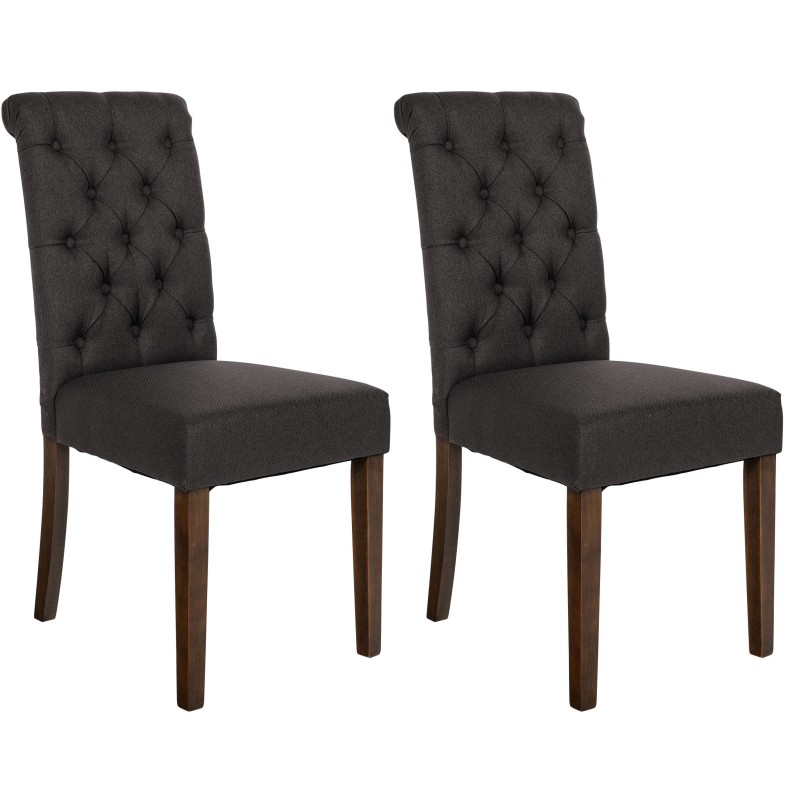 Juego de 2 sillas de comedor Lisburn de tela negra Juego de 2 sillas de comedor Lisburn de tela negra