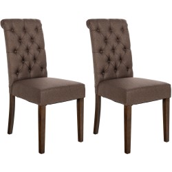 Juego de 2 sillas de comedor de tela Lisburn marrón