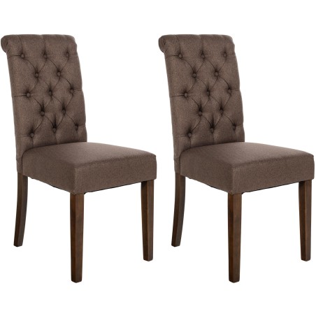 Juego de 2 sillas de comedor de tela Lisburn marrón