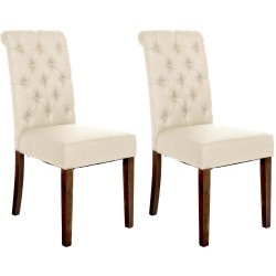Juego de 2 sillas de comedor de tela Lisburn color crema