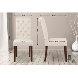 Juego de 2 sillas de comedor de tela Lisburn color crema