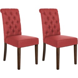 Juego de 2 sillas de comedor de tela roja Lisburn