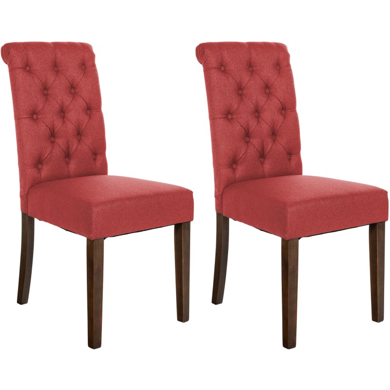 Juego de 2 sillas de comedor de tela roja Lisburn Juego de 2 sillas de comedor de tela roja Lisburn