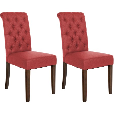 Juego de 2 sillas de comedor de tela roja Lisburn