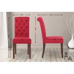 Juego de 2 sillas de comedor de tela roja Lisburn Juego de 2 sillas de comedor de tela roja Lisburn
