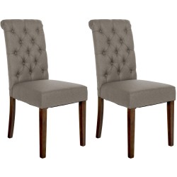 Juego de 2 sillas de comedor Lisburn en tela color topo