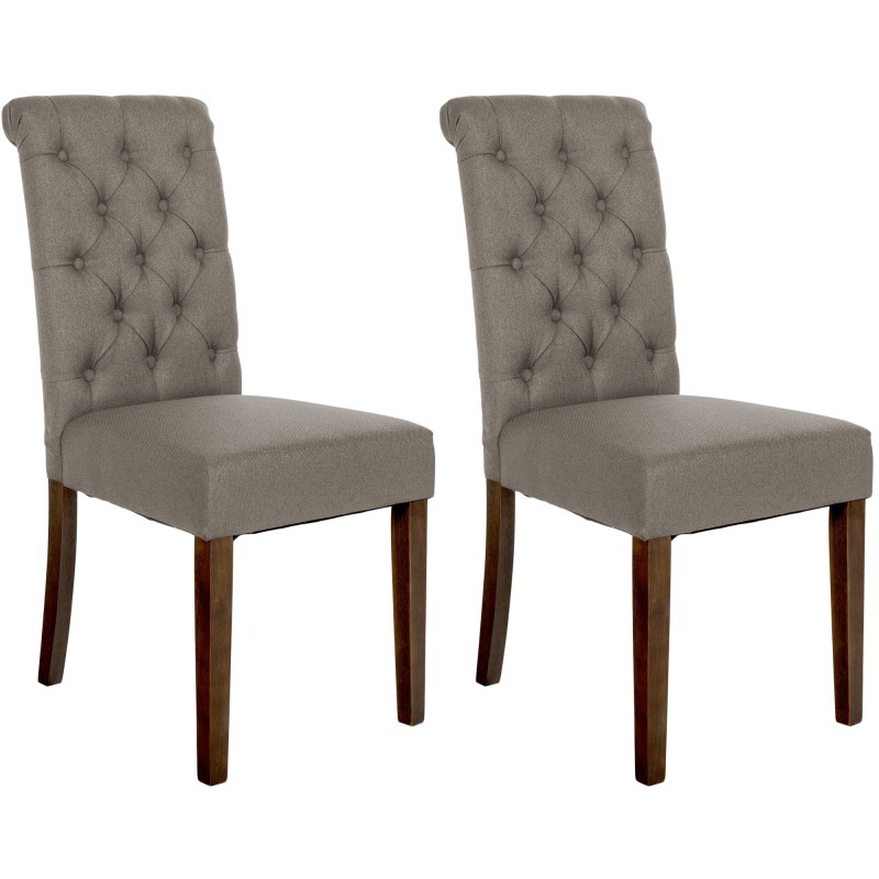 Juego de 2 sillas de comedor Lisburn en tela color topo Juego de 2 sillas de comedor Lisburn en tela color topo