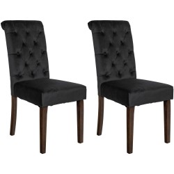Juego de 2 sillas de comedor Lisburn en terciopelo negro