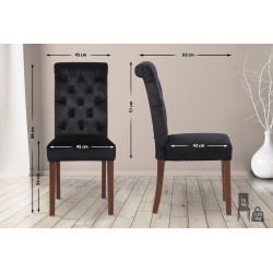 Juego de 2 sillas de comedor Lisburn en terciopelo negro