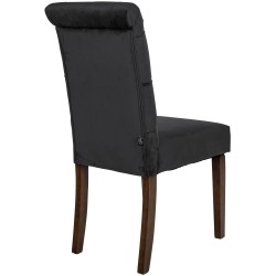 Juego de 2 sillas de comedor Lisburn en terciopelo negro