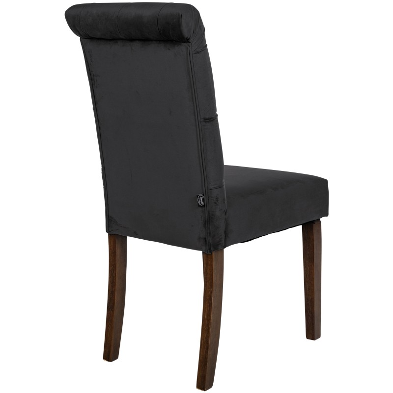 Juego de 2 sillas de comedor Lisburn en terciopelo negro