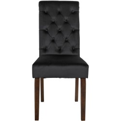 Juego de 2 sillas de comedor Lisburn en terciopelo negro