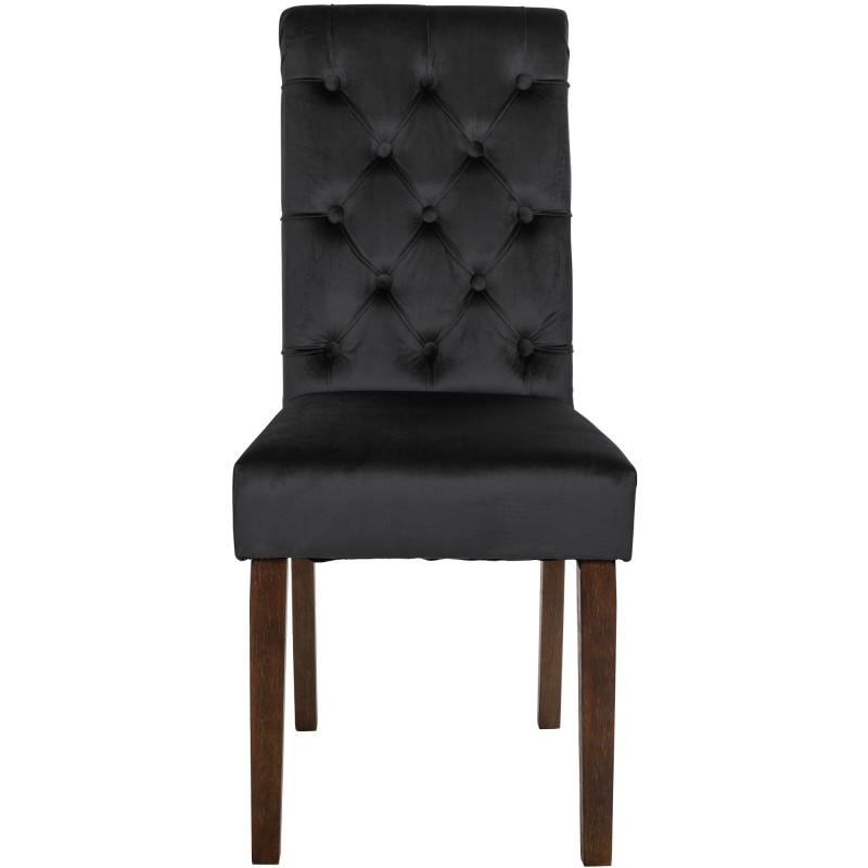 Juego de 2 sillas de comedor Lisburn en terciopelo negro