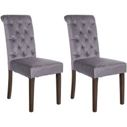 Juego de 2 sillas de comedor Lisburn en terciopelo gris oscuro