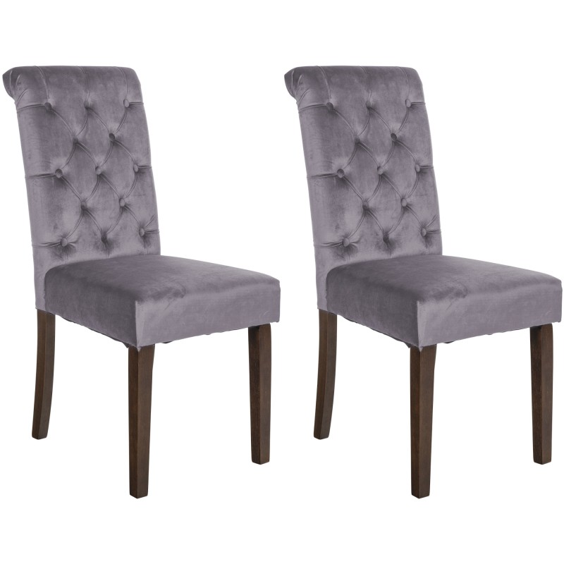 Juego de 2 sillas de comedor Lisburn en terciopelo gris oscuro Juego de 2 sillas de comedor Lisburn en terciopelo gris oscuro