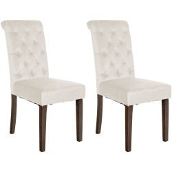 Juego de 2 sillas de comedor de terciopelo color crema Lisburn