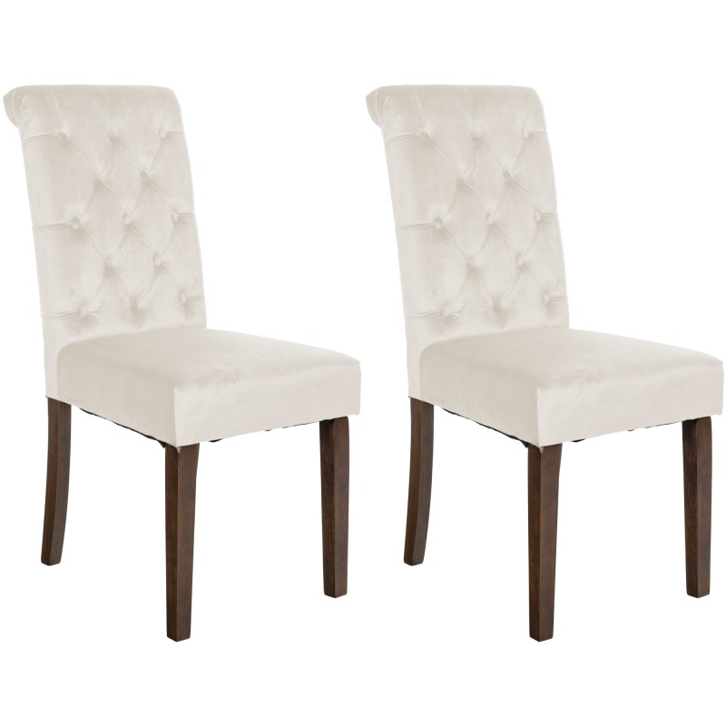 Juego de 2 sillas de comedor de terciopelo color crema Lisburn Juego de 2 sillas de comedor de terciopelo color crema Lisburn