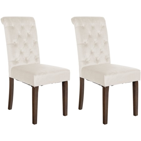 Juego de 2 sillas de comedor de terciopelo color crema Lisburn