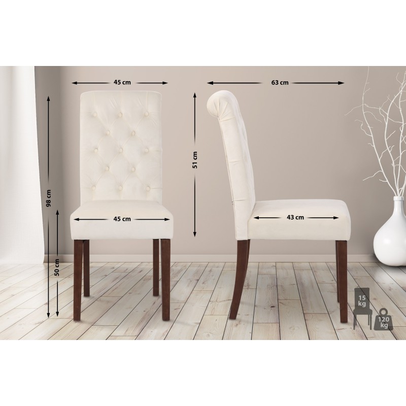 Juego de 2 sillas de comedor de terciopelo color crema Lisburn