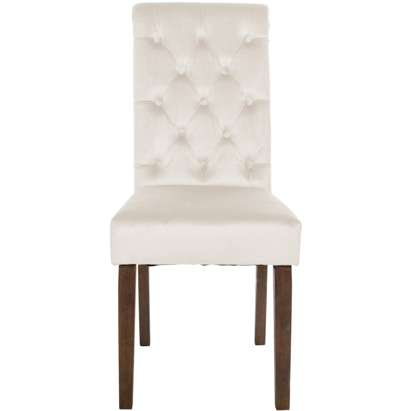 Juego de 2 sillas de comedor de terciopelo color crema Lisburn