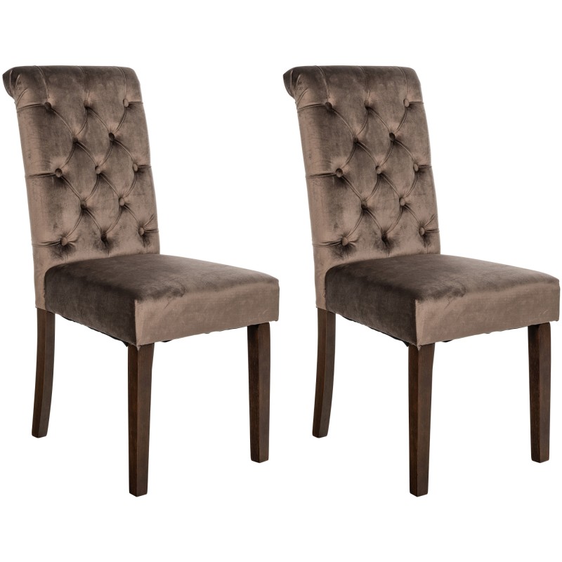 Juego de 2 sillas de comedor Lisburn en terciopelo marrón Juego de 2 sillas de comedor Lisburn en terciopelo marrón