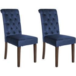 Juego de 2 sillas de comedor Lisburn en terciopelo azul