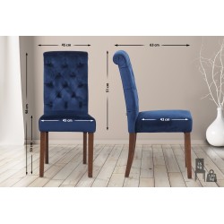 Juego de 2 sillas de comedor Lisburn en terciopelo azul Juego de 2 sillas de comedor Lisburn en terciopelo azul
