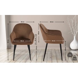 Silla de comedor Boise en terciopelo marrón