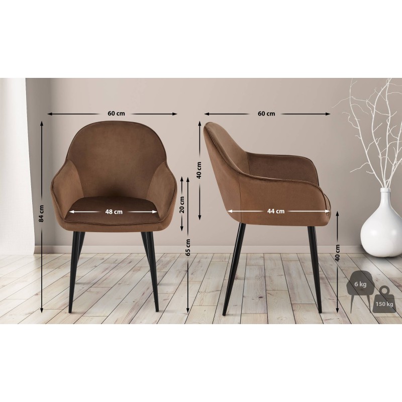 Silla de comedor Boise en terciopelo marrón Silla de comedor Boise en terciopelo marrón