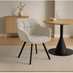 Silla de comedor Jordi Cord color crema Silla de comedor Jordi Cord color crema